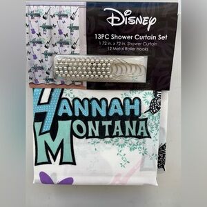 Hannah Floral Logo Shower Curtain in Aqua, White & Purple
